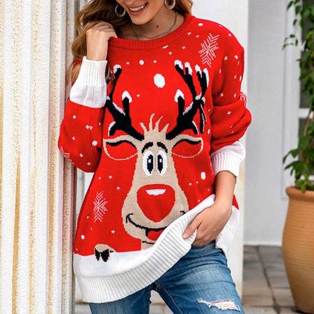 Pntutb moda mujer cuello redondo manga larga otoño Navidad camiseta estampado tops Pntutb Pntutb-1450