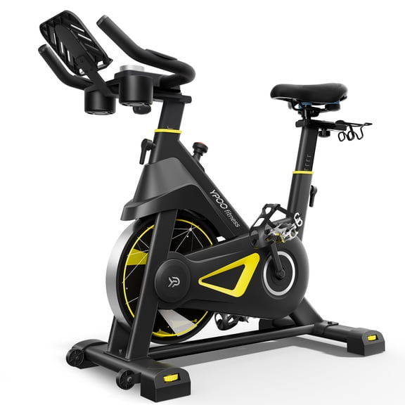 Magnetic Exercise Bike for Home, Quiet Indoor Cycling Bike with App & Heart Rate Monitor, 330LB Capacity, Adjustable Seat & Handlebars, Tablet Holder, Dumbbell Rack for Cardio Workout