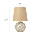 thumbnail image 5 of Elegant Designs Buoy Rope Nautical Netted Coastal Ocean Sea Glass Table Lamp With Burlap Fabric Shade, Clear, 5 of 8