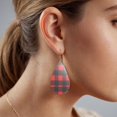 thumbnail image 6 of Red And Black Plaid Acrylic Dangle Teardrop Earrings For Women Lady, 6 of 7
