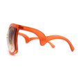 thumbnail image 3 of Womens Oversized Thick Plastic Unique Wavy Arm Butterfly Sunglasses Clear Red Brown, 3 of 5
