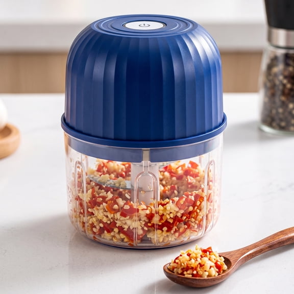Mini Garlic Chopper Stainless Steel Blades USB Rechargeable Portable Food Mincer Wireless Mini Food Processor for Garlic, Spices & Baby Food
