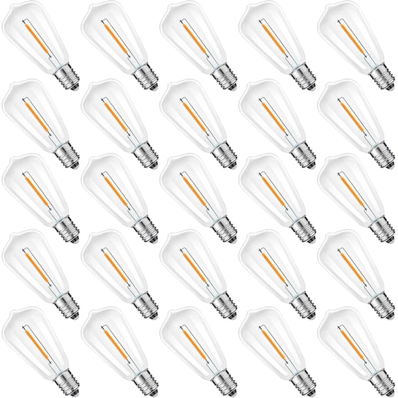 CERPXFF-ST38 Replacement LED Light Bulbs, Shatterproof & Waterproof 0.6W ST38 LED Bulbs, Outdoor String Lights, E12 Base Patio Edison LED Light Bulbs, Warm White 2200K Plastic 40ML Non-Dimmable 25 Pa