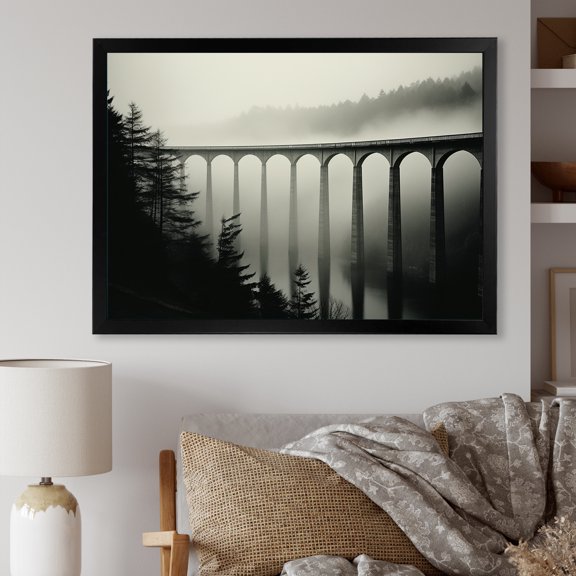 Designart "Bridges Minimalism Scenery" Bridges Picture Framed Wall Art Prints