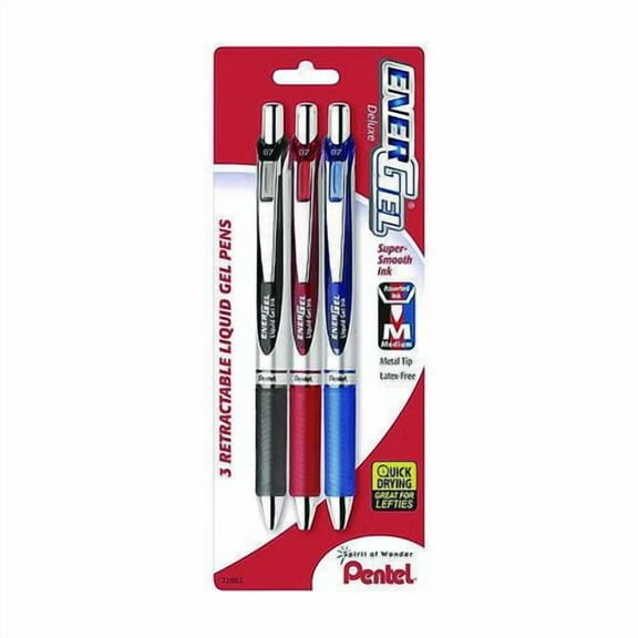 EnerGel RTX Deluxe Gel Pen, Retractable, Medium 0.7 mm, Assorted Ink and Barrel Colors, 3/Pack | Bundle of 2