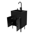 thumbnail image 6 of Black Freestanding Bathroom Sink Vanity with Storage Cabinet, Black, 201 Stainless Steel & Wood, Hot-Cold Faucet, Soap Dispenser, Drain Basket, Overflow Hole, 19.7"x15.8"x30.7", Modern, Easy Assembly, 6 of 15