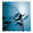 thumbnail image 2 of Ambesonne Mermaid Shower Curtain, Flight of Dolphins, 69"Wx84"L, Blue, 2 of 4