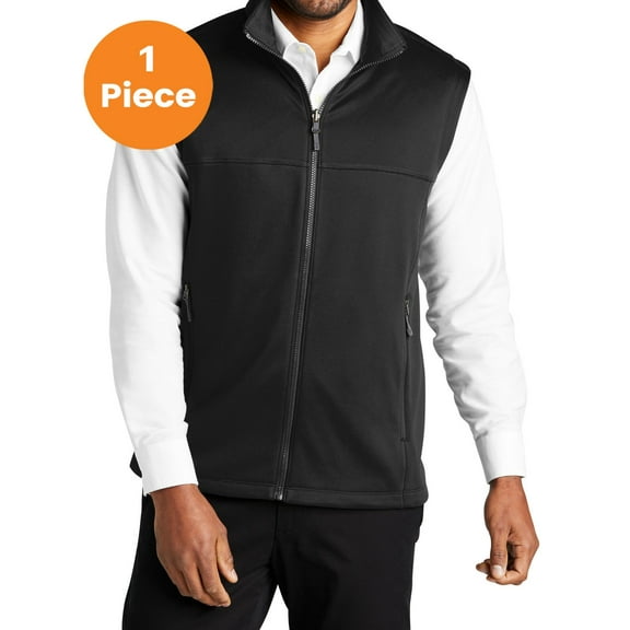 Port Authority F906 Collective Smooth Fleece Vest, Deep Black, XS, Coats & Jackets