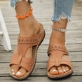 thumbnail image 5 of Domuza Orthopedic Sandals for Women Summer Peep Toe Strap Wedge Sandals Lightweight Casual comfort Hollow Out Slip On Walking Shoes Brown 7（EU-38）, 5 of 6