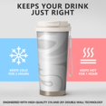 thumbnail image 2 of 18oz Travel Coffee Mug, 316 Stainless Steel Vacuum Insulated Tumbler with 2-in-1 Straw Lid & Strap, Liquid & Marble Print, 2 of 6