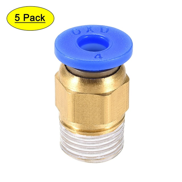 Conector de tubo BSPT1/8 de Uxcell para impresora 3D, fijación por empuje, para tubo de 4mm y filamento de 1.75mm, 5PCS