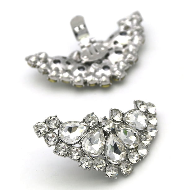 piezas de clips para zapatos para mujer, clips para zapatos de metal con cristales de diamantes de imitación, hebillas de metal para zapatos, accesorio de moda con purpurina para zapatos, accesorios