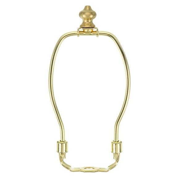 6 Inch Lamp Harp Kit with 1 Inch Height Solid Brass Finial, 1 Set Heavy Duty Bracket with Standard Saddle & Finial Detachable Shade Holder for Table Floor Lamps, Gold