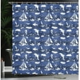 thumbnail image 4 of Ambesonne Navy Blue Shower Curtain, Grunge Anchor Ship, 69"Wx84"L, Blue White, 4 of 5