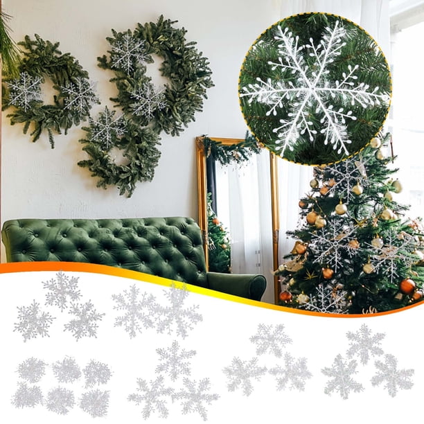 Xihbxyly Colgante de Copo de Nieve Navideño, Diseño de Copo de Nieve Blanco, Decoración Moderna para Árbol, Decoración para Fiestas, Adorno Festivo para El Hogar, Juego de 6 Piezas, 6 Cm Cada Una, Pe