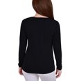 thumbnail image 2 of NY Collection Womens Petites Embellished Crepe Blouse, 2 of 3