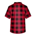 thumbnail image 4 of Domuza Scrub Shirts for Men Plaid Stripe Printed Short Sleeve V Neck Work Uniform Relaxed Fit Soft Comfy Medical Scrub Tops with 3 Pockets Red S, 4 of 4