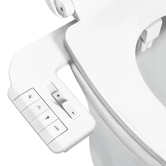 QUITEDEW Dual Nozzle Non-Electric Bidet Toilet Attachment,Self-Cleaning,Adjustable Water Pressure Control with Filtration,White