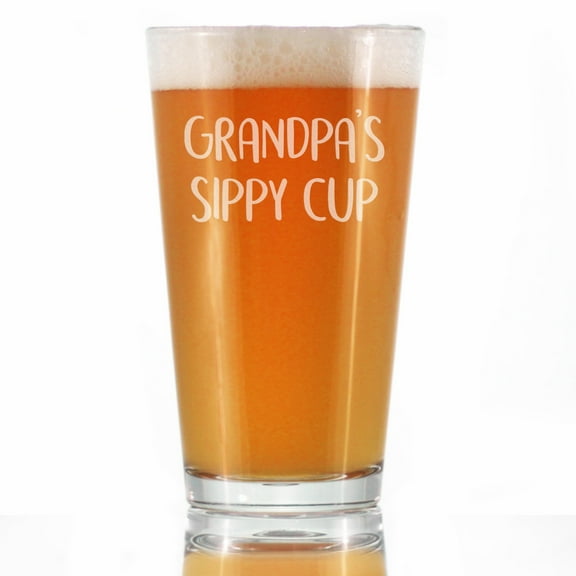 Bevvee Pint Glass 16 oz Sippy Cup Grandpas Gifts for Grandpa Beer Glasses