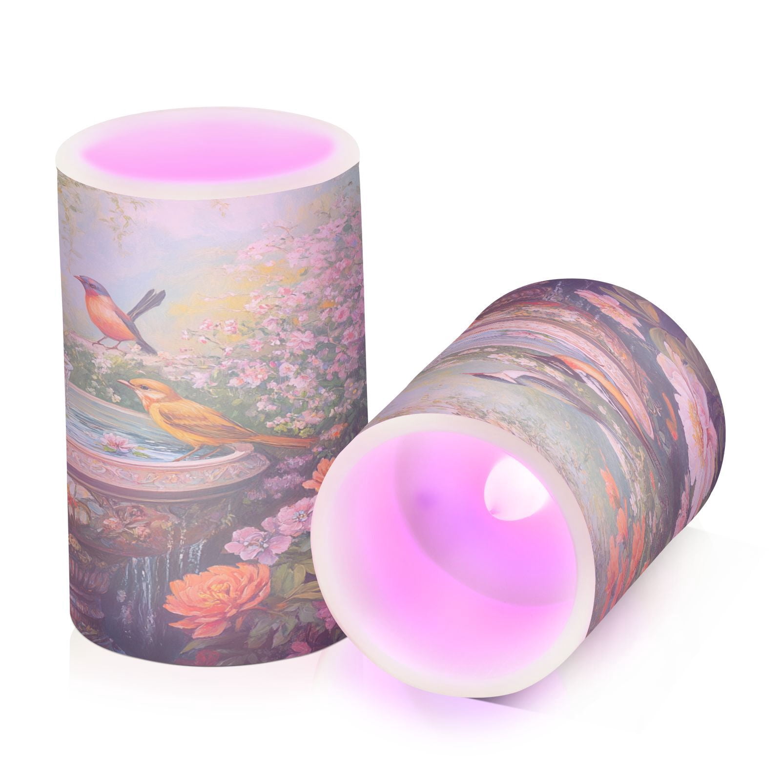BZSMCE Flameless Candles LED Lights Plainting Of Colorful Birds Creativity Battery Candles