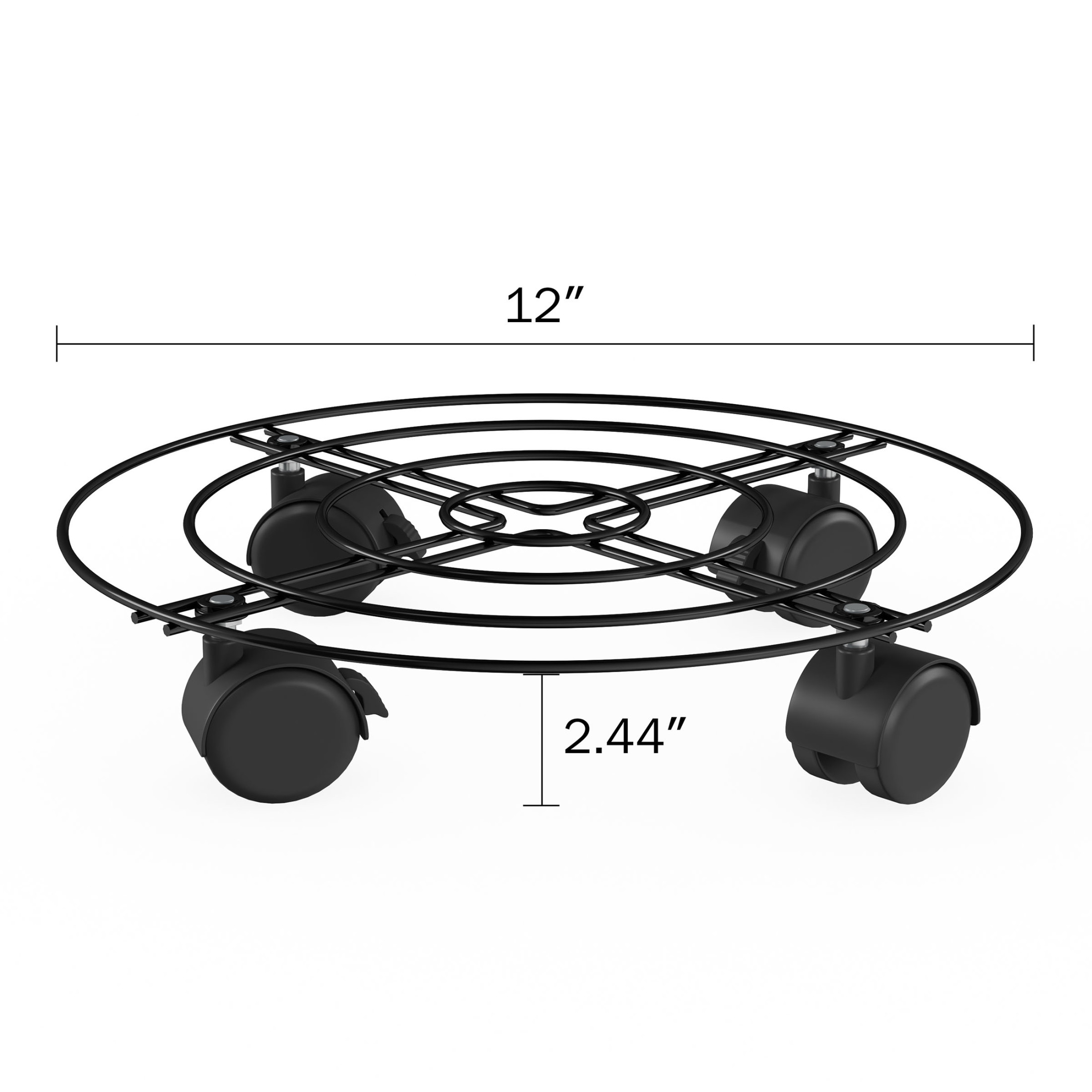 Pure Garden Rolling Plant Caddy with Wheels Heavy Duty 4-Pack - 12” Indoor or Outdoor Plant Stands