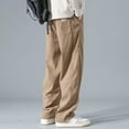 thumbnail image 4 of WTOBBY Men's Solid Color Corduroy Trousers Casual Fashion Pants for Everyday Use Comfortable Relaxed Fit Men's Lounge Pants,Khaki L, 4 of 4