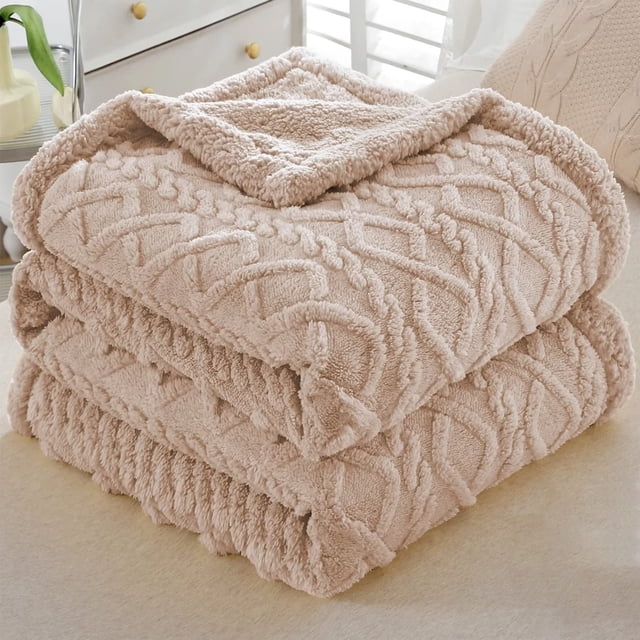 Manta de vellón Sherpa, mantas de invierno, manta reversible, acogedora y esponjosa para cama, sofá, silla, mantas grandes de vellón coral jacquard, 150 x 200 cm