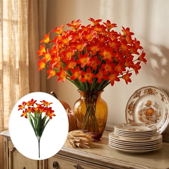 Artificial Blooms Bouquet Thanksgiving Centerpiece Ornament Faux Silk Fall Florals for Home Vase Arrangement