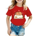 thumbnail image 1 of Shadoumai Hauts Fille Taille 8 Motif Floral Col Rond T-Shirt Manches Courtes T-Shirts Coton Preppy pour Garçons & Filles, 1 of 4