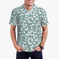 thumbnail image 4 of Vsdgher Floral Print Men's Short Sleeve Stretch Polo Shirt, Moisture-Wicking Performance Polo Shirt, 4 of 8