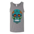 thumbnail image 2 of Wild Bobby Day Of The Dead Sugar Skull Pop Culture Men Graphic Tank Top, Heather Grey, 3X-Large, 2 of 5