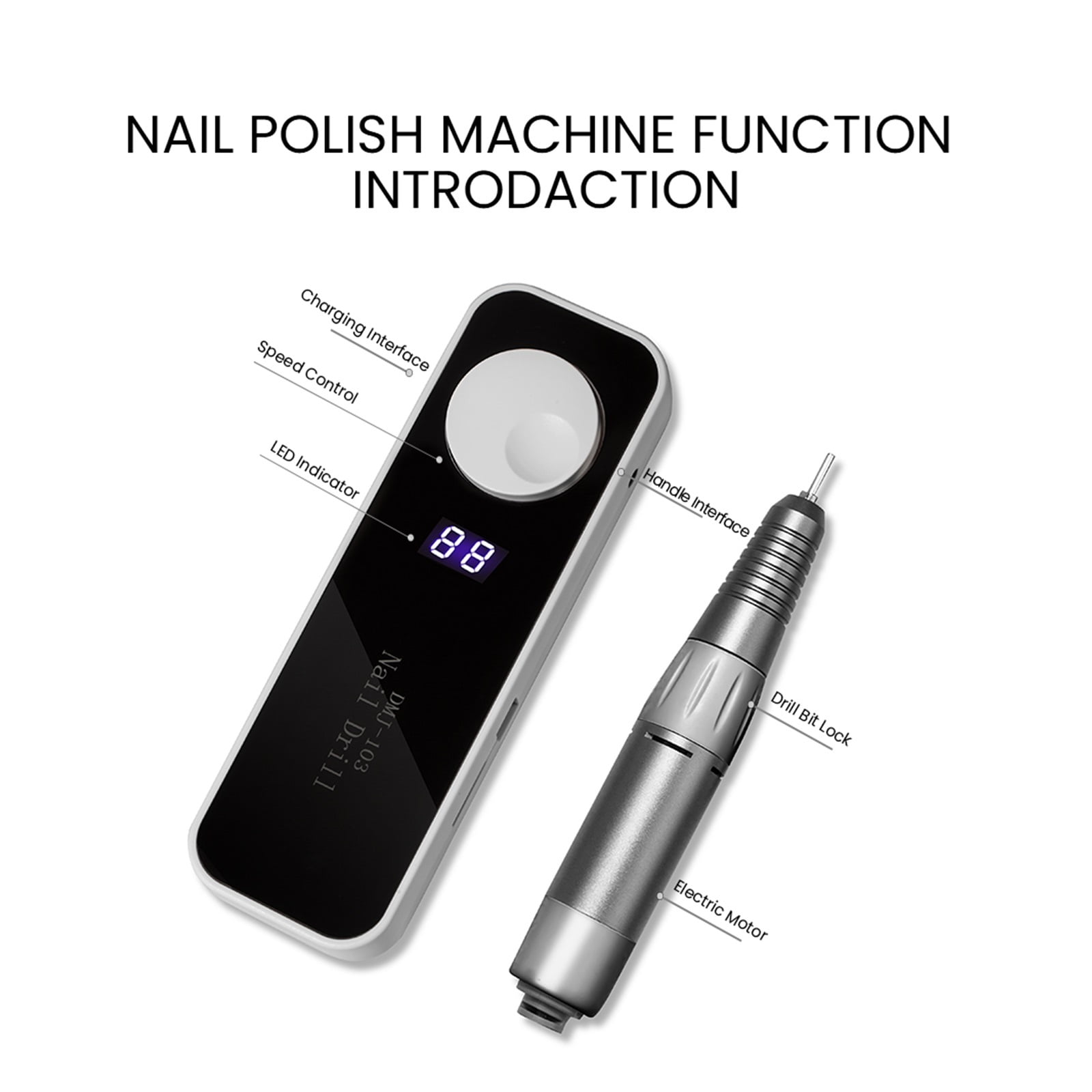 35000RPM Electric Nail Drill Machine, Professional Rechargeable Nail Drill, Portable Electrical Nail File For Acrylic Nails ,Low Noise