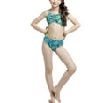 thumbnail image 2 of Traje de baño de cola de pez para niña, cuello halter, corte ajustado, suave y flexible, conjunto de 3 piezas para piscina, fiesta, playa, verde, 120 cm/47,2 pulgadas, 2 of 13