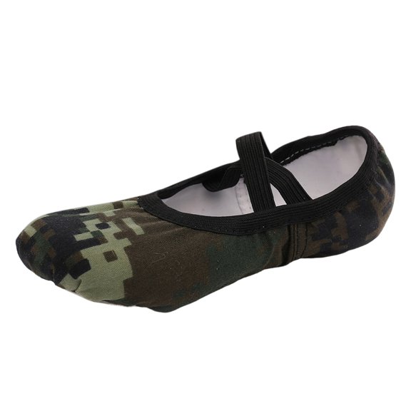 adviicd Kids Ballet Slippers, Split Sole Practice Dance Shoes for Toddler, Girls Yoga Flat Shoes (Camouflage,9.5-10 Years)