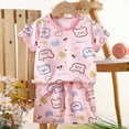 thumbnail image 2 of HCNTES Baby Girl Summer Outfit Toddler Baby Girl Clothing Set Cartoon Print T-Shirt and Gingham Shorts Set for 0-6T, 2 of 4