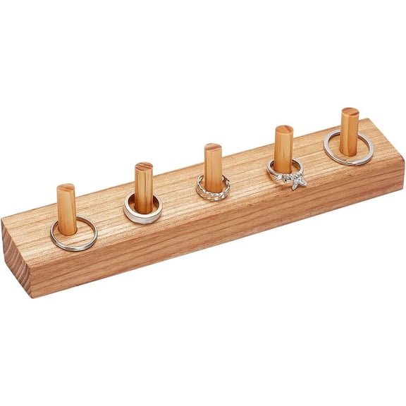 Wood Finger Ring Display Holder Cylindrical Ring Display Stand Ring Jewellery Storage Jewelry Tray Display Racks Showcase for Ring Organizer Jewelry Show Shop Storage Selling Gold DIY