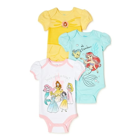 Disney Princess Baby Girl’s Bodysuits, 3-Pack, Sizes 0/3-24 Months