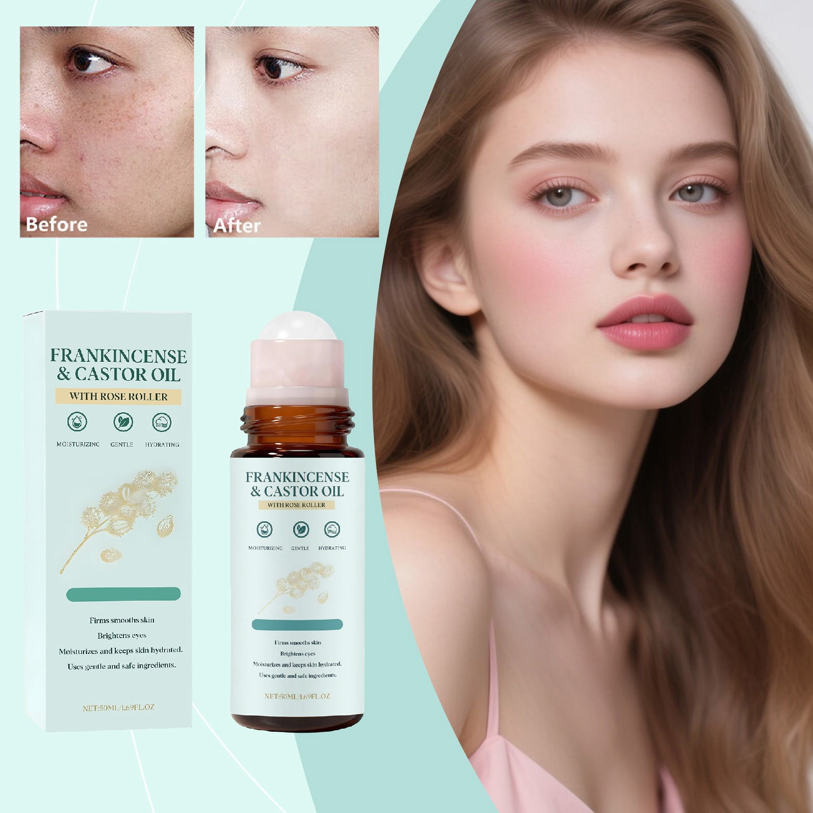 SZBAOAN Frankincense and Castor Oil,Hydrating Oil for Face Under Eye,Lightweight Non Greasy Fast Absorbing,Suitable for Face,Neck,Abdome