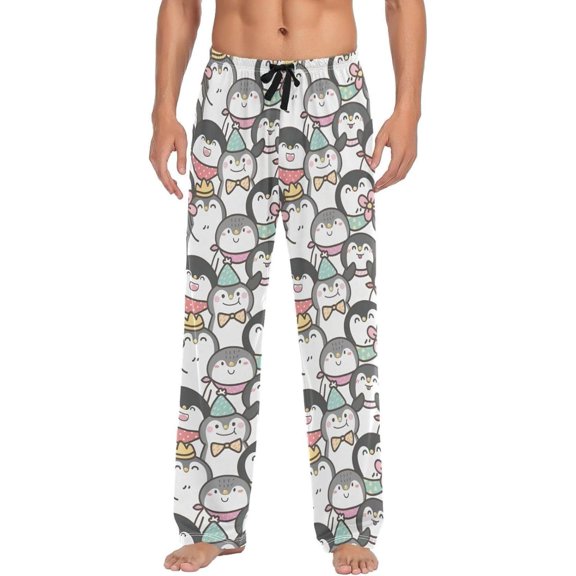 GZHJMY Penguin Pajama Pants for Men, Lounge Pants Lightweight Men Pajama Bottoms with Drawstring Pockets, Christmas New Year Birthday Gifts, Medium