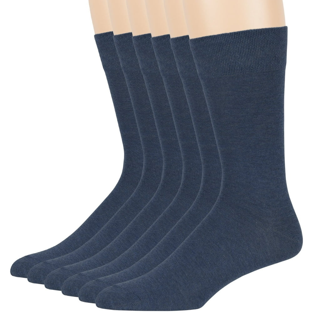 7BIGSTARS KINGDOM - Mens Cotton Casual Dress Crew Socks, Light Navy ...