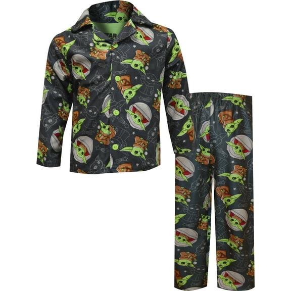 American Marketing Enterprises INC Boys Star Wars Mandalorian Baby Yoda Grogu Toddler Flannel Pajamas (4T)