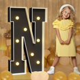 thumbnail image 1 of Letra N negra iluminada impresa con estampado de marquee Letters, 90 cm de alto, 1 of 7