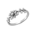 thumbnail image 2 of 925 Sterling Silver Oxidized Platinum Plated Flower Oxidized Women Valentines Day Gifts Ring, 2 of 4