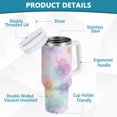 thumbnail image 4 of 30 oz Tumbler With Handle Stainless Steel Insulated Tumbler With Lid for Car Cup Holder Watercolor Pastel Rainbow Flowers, 4 of 9