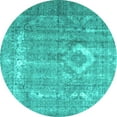 thumbnail image 1 of Ahgly Company Machine Washable Indoor Round Persian Turquoise Blue Traditional Area Rugs, 4' Round, 1 of 4