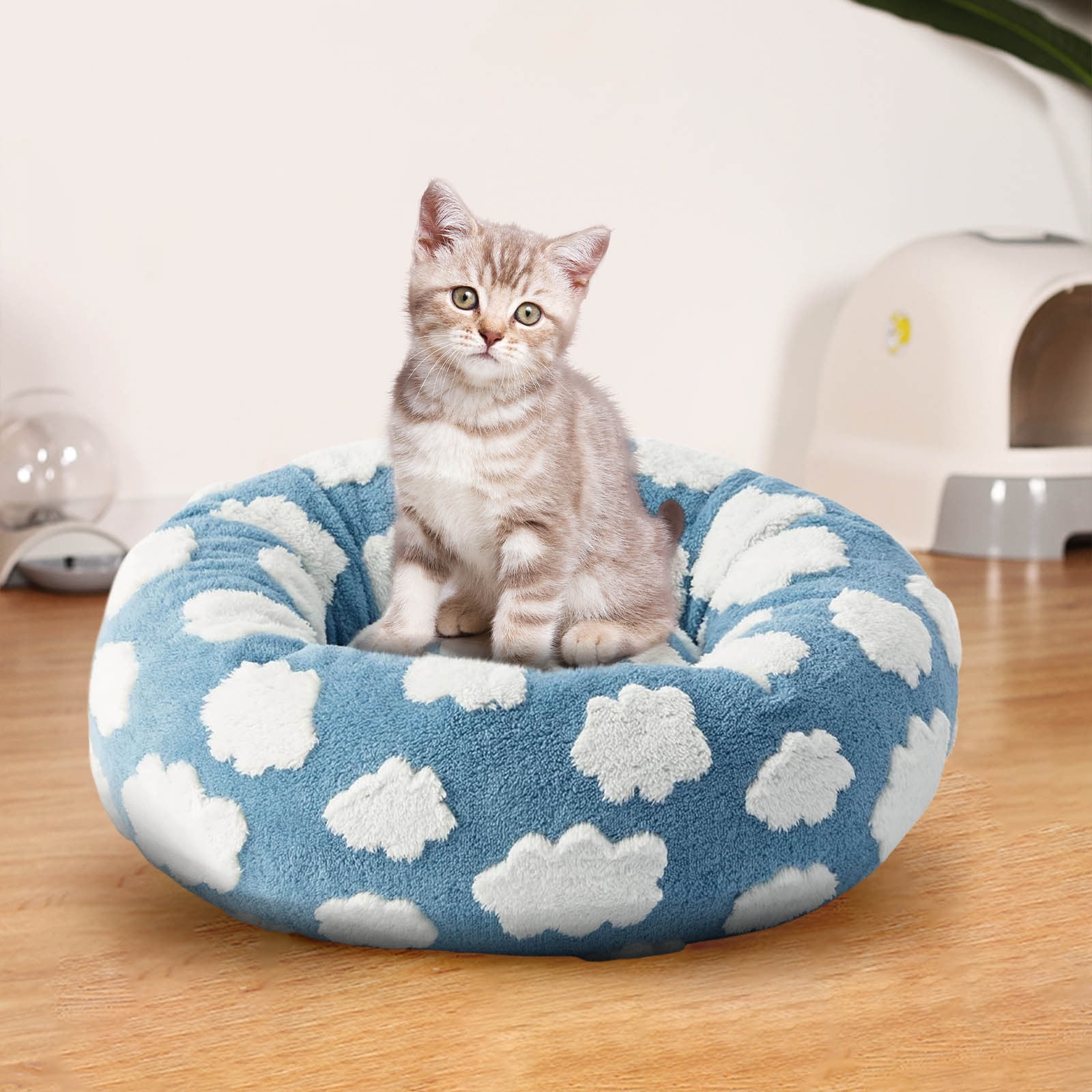Winter Warm Indoor Round Pet Bed for Medium Dogs Calming Donut Dog Bed for Relief | Elevated Orthopedic Support | Washable Cover | Plush Material | 50x50cm | Ultimate Comfort Rest