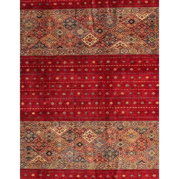 Ahgly Company Indoor Rectangle Abstract Chestnut Red Southwestern Area Rugs, 8' x 10'