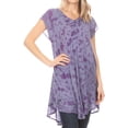thumbnail image 4 of Sakkas Xoana Women's Casual Cap Sleeve V-neck Flare Loose Boho Swing Short Dress - Purple - Plus Size, 4 of 5