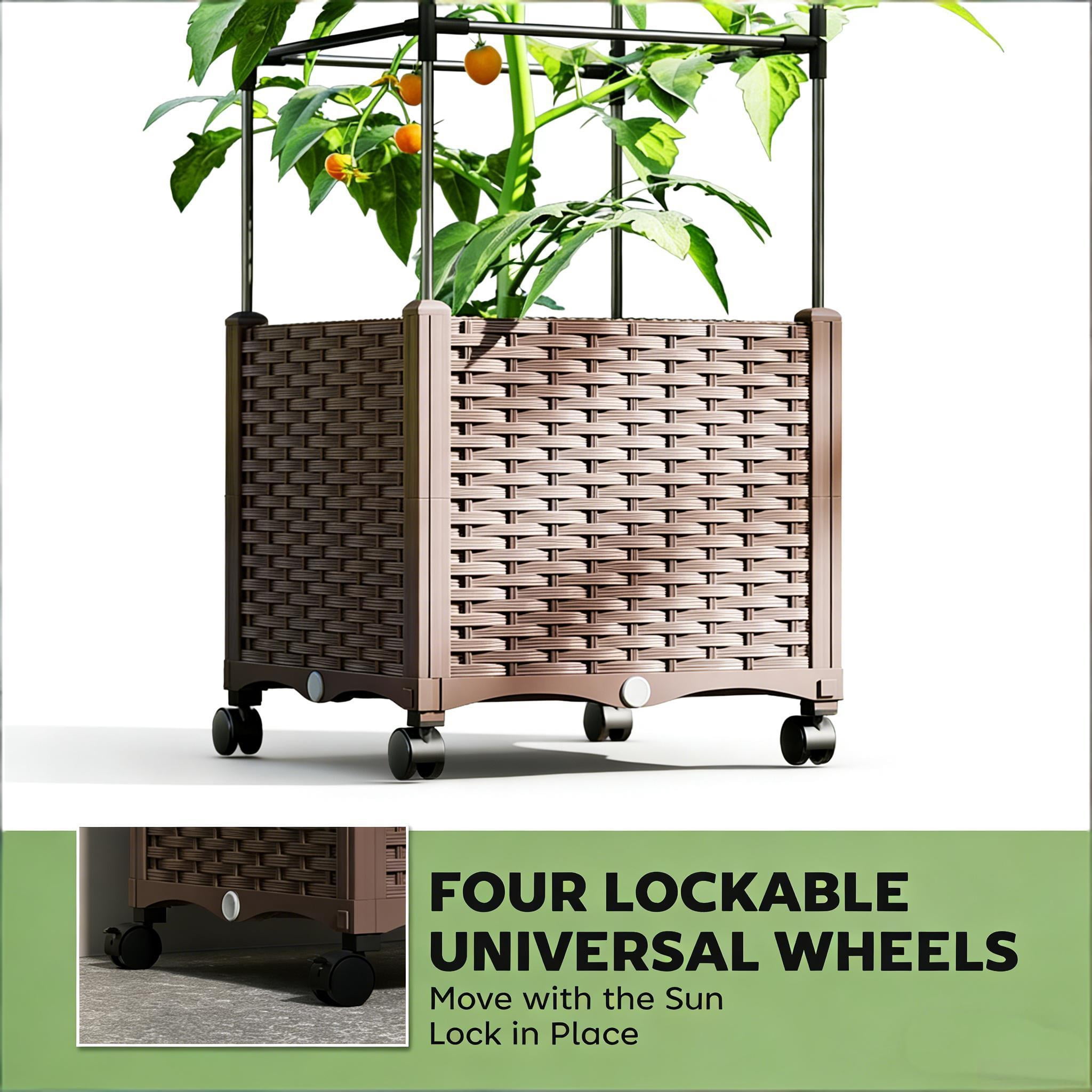 Plant Cage Raised Garden Bed Mobile Trellis Plant Bed