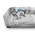 thumbnail image 3 of Wedding Soft Flannel Fleece Throw Blanket, Mr. and Mrs. Swirled Branches Hearts Love Birds Happiness Simplistic Design, Cozy Plush for Indoor and Outdoor Use, 60" x 80", Red Blue Black, by Ambesonne, 3 of 6